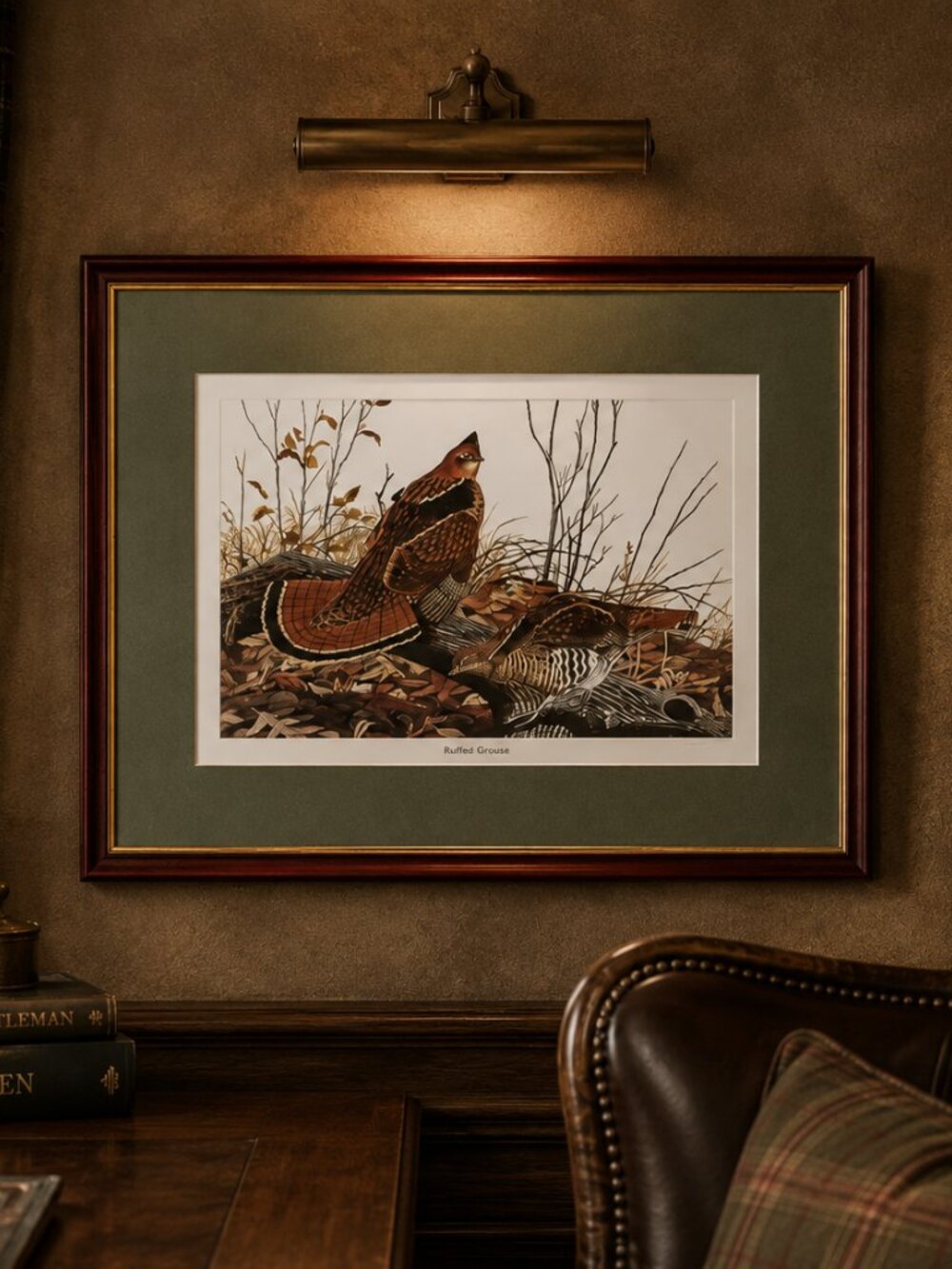 Vintage Ruffled Grouse Wildlife Artwork by WM Zimmerman Western Wall Print - Picture 3 of 10